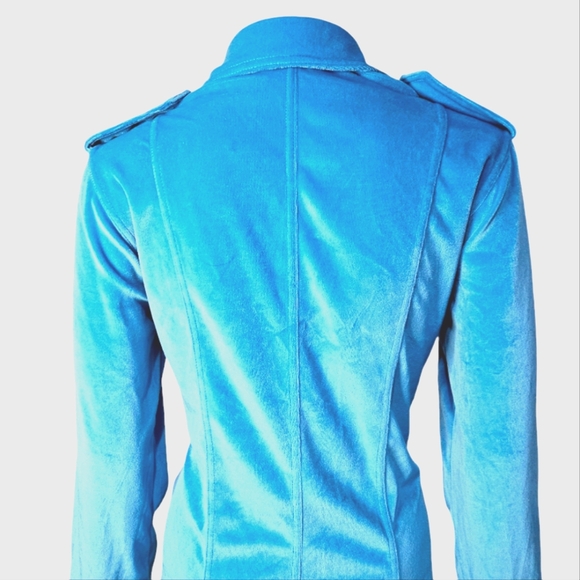 Together Vintage Aqua Velour Button down 80s Maxi Dress Excellent Condition SZ 4 - Picture 7 of 12